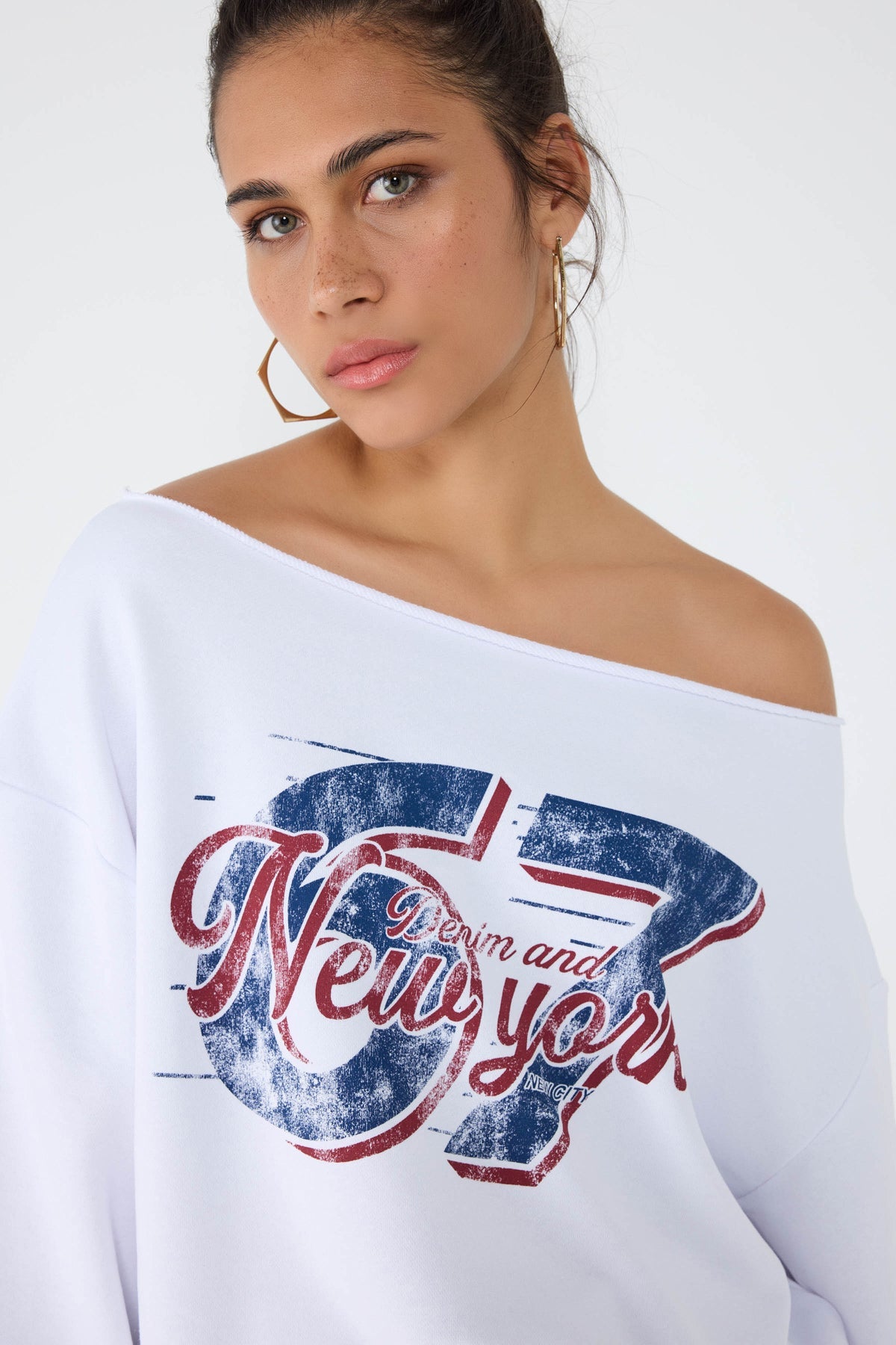 New York bedrucktes weißes Sweatshirt