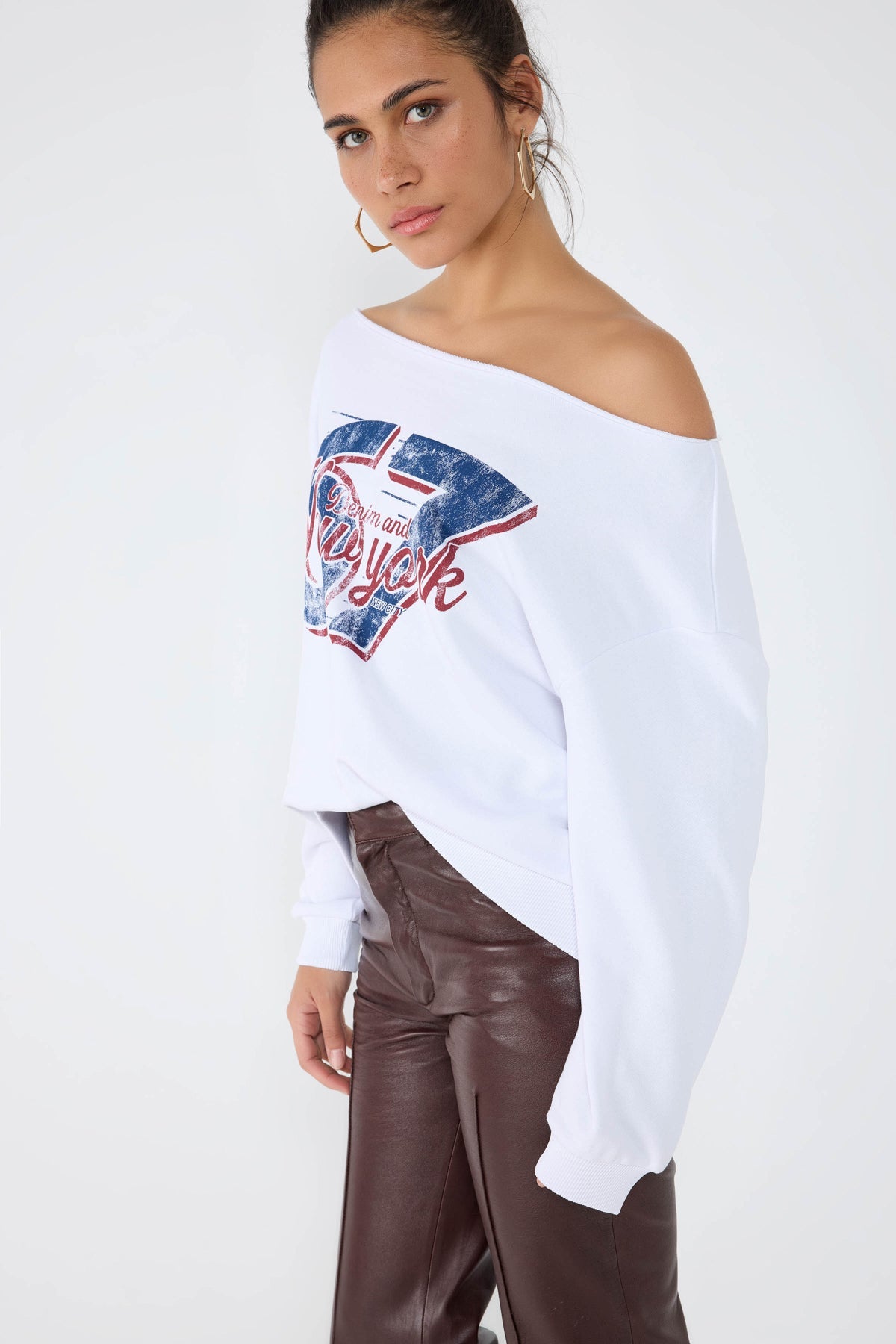 New York bedrucktes weißes Sweatshirt