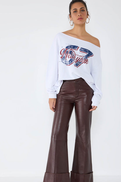 New York bedrucktes weißes Sweatshirt