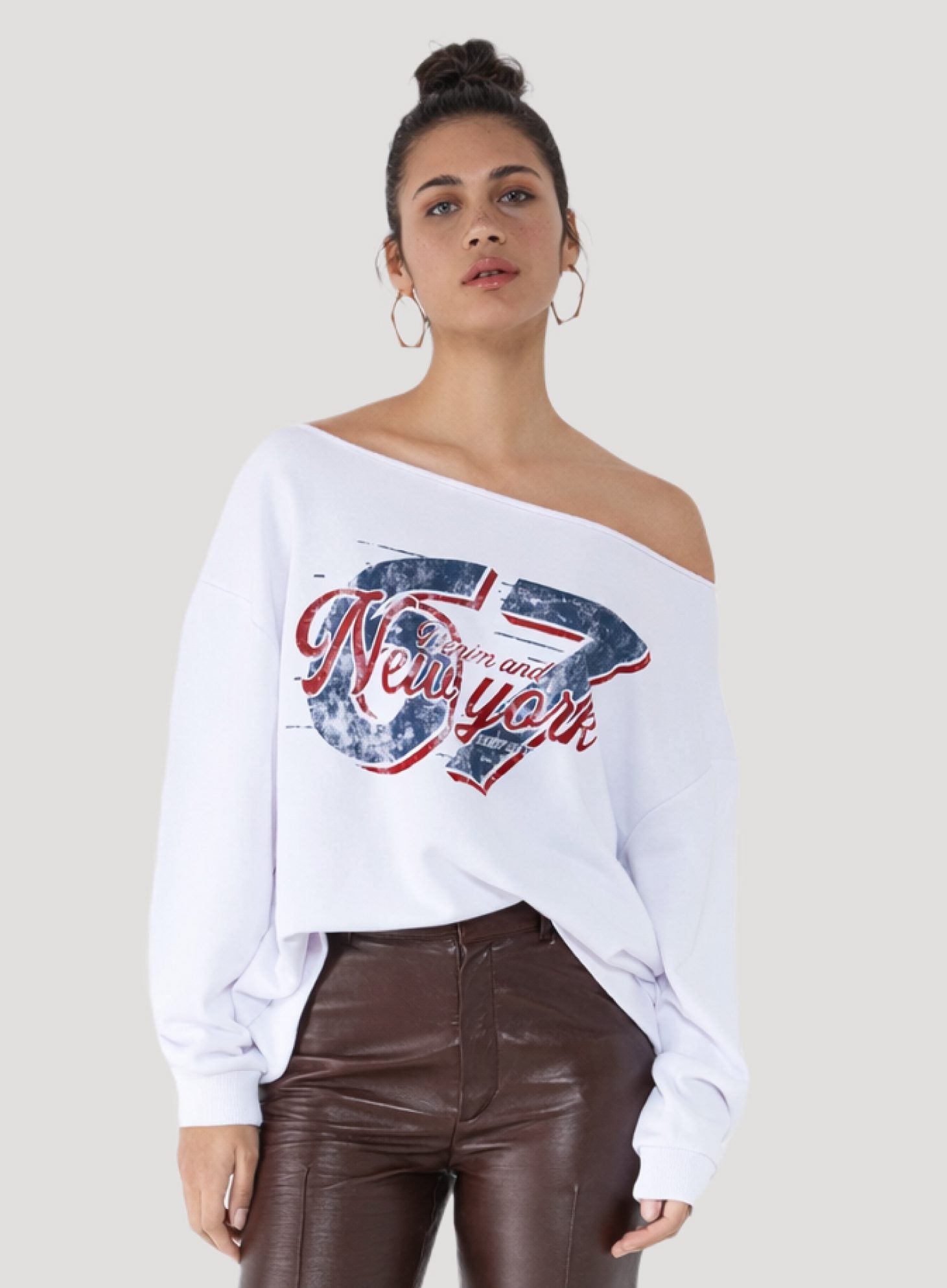 New York bedrucktes weißes Sweatshirt