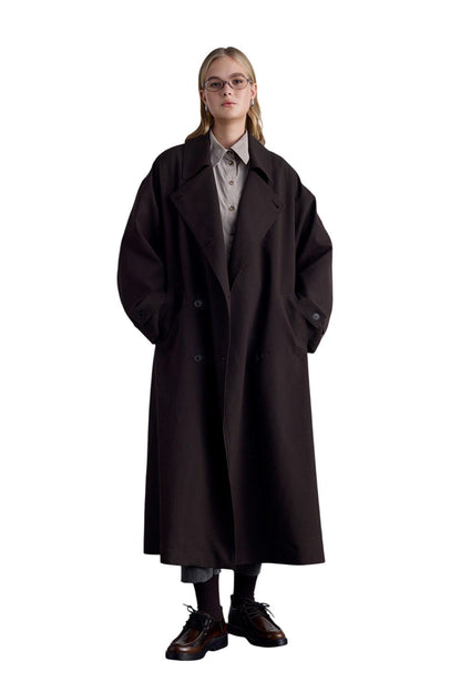 Nicola zweireihiger Trenchcoat, dunkelbraun