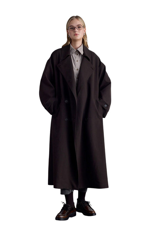 Nicola zweireihiger Trenchcoat, dunkelbraun