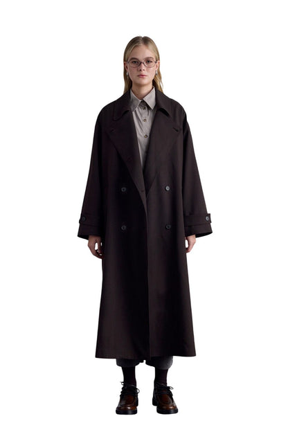 Nicola zweireihiger Trenchcoat, dunkelbraun