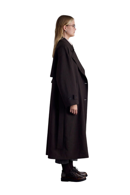 Nicola zweireihiger Trenchcoat, dunkelbraun