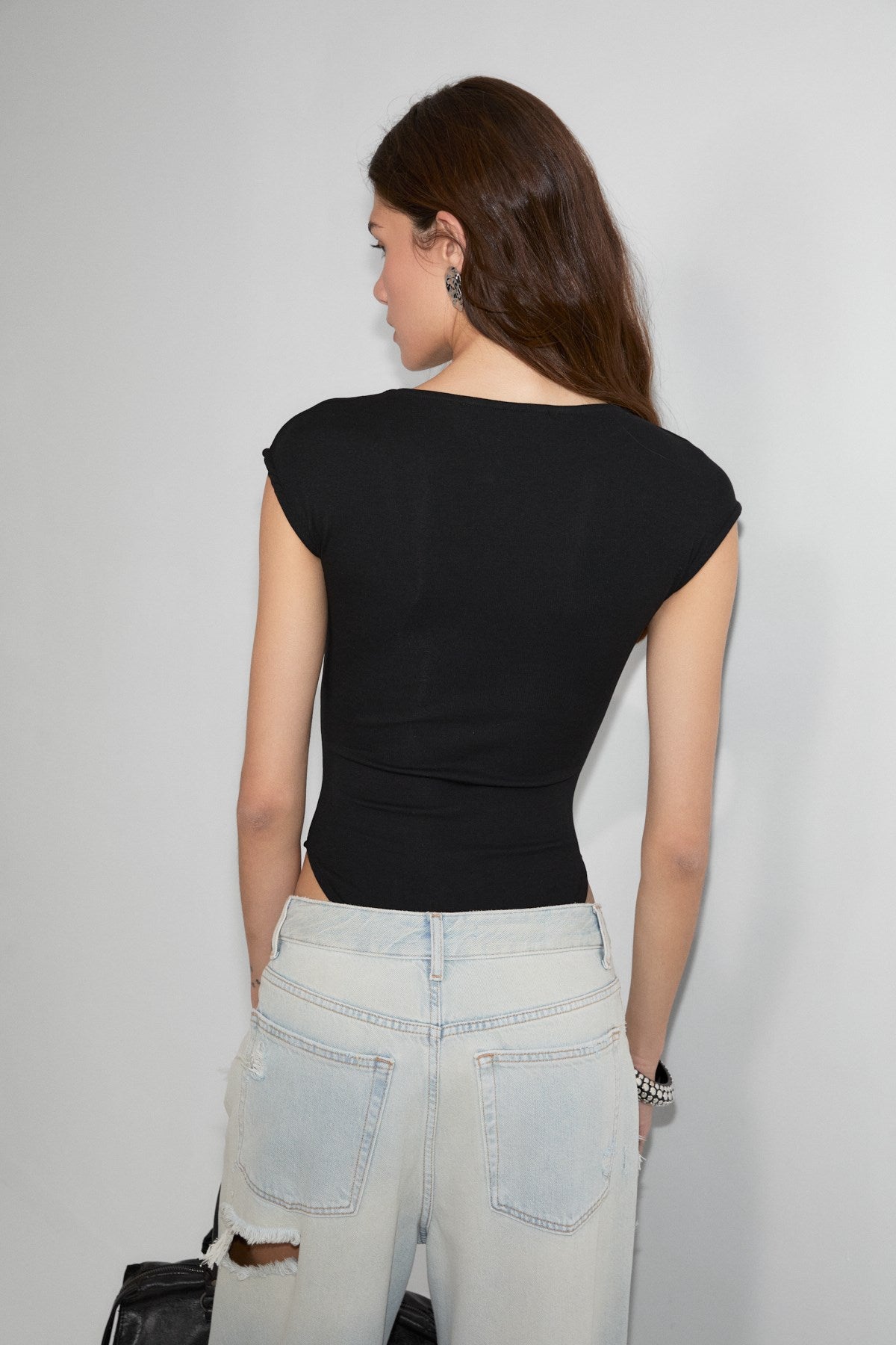 GRIMELANGE Ninfa Damen Body mit Druckknöpfen Schwarz