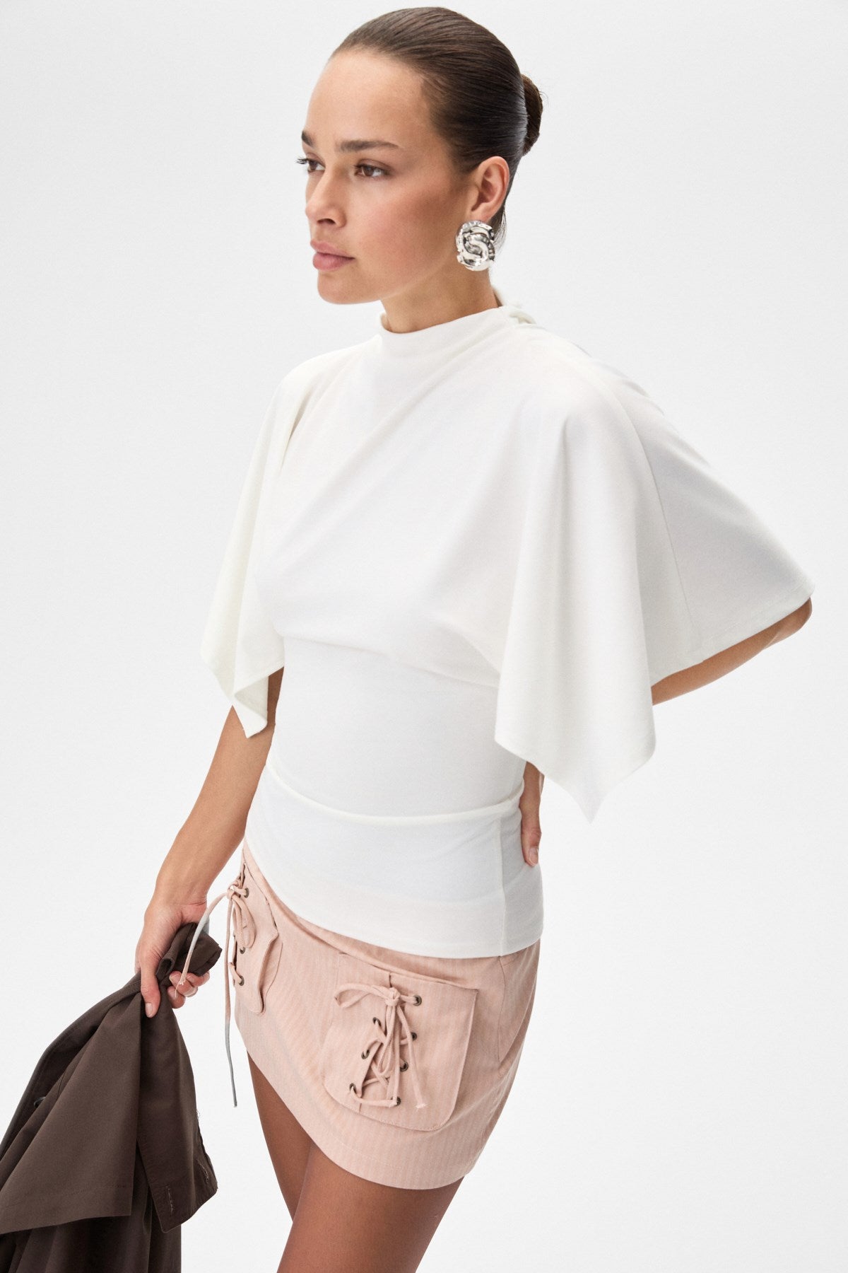 GRIMELANGE NIREL Damen Bluse mit Schalärmeln Weiß