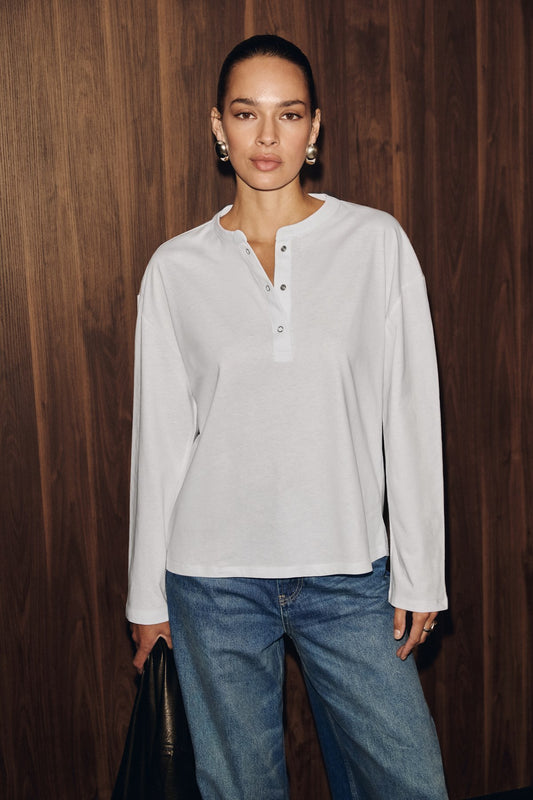NIVEN Damen Langarmshirt Druckknopf