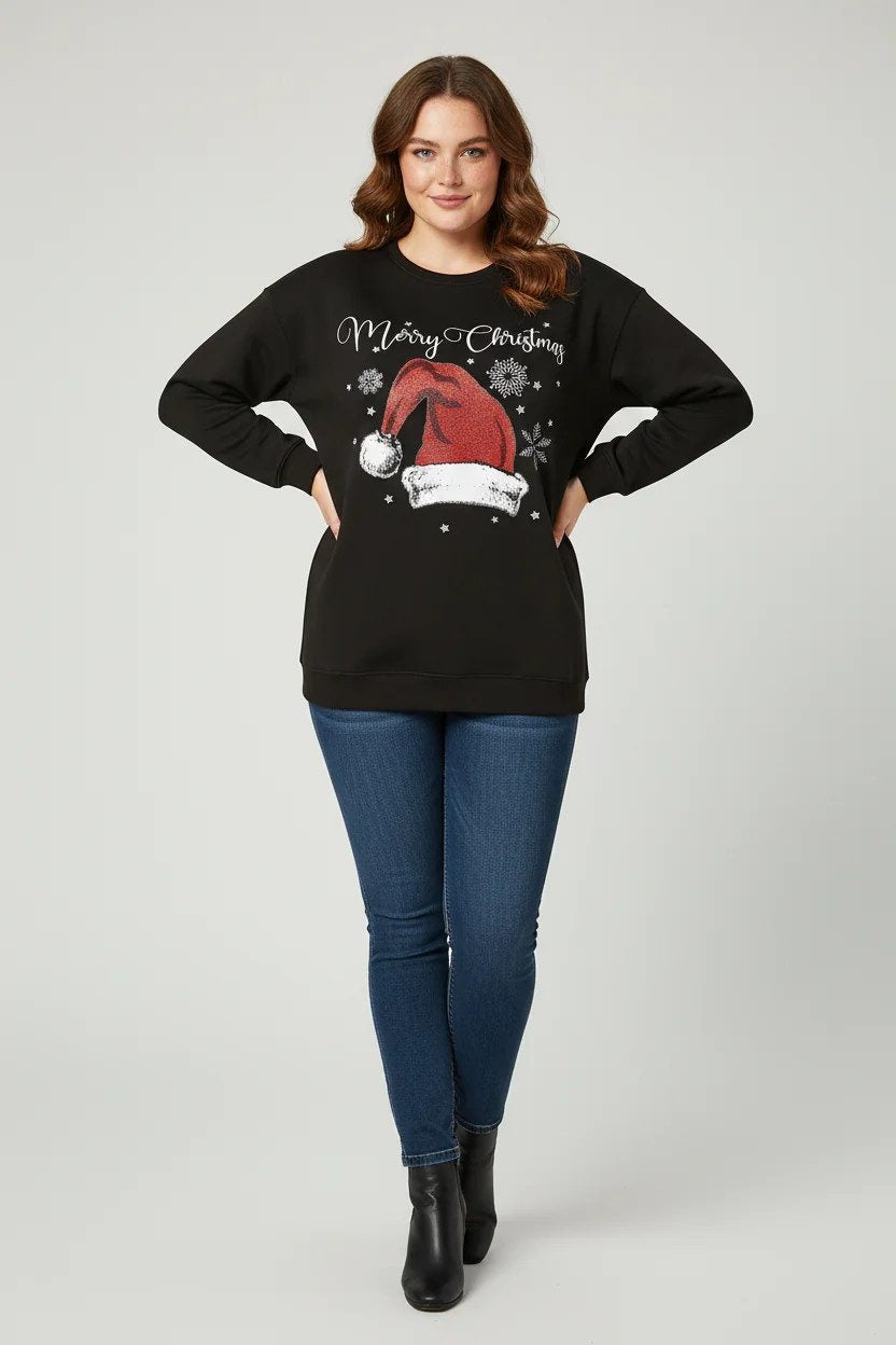 Weihnachtsmützen-Sweatshirt