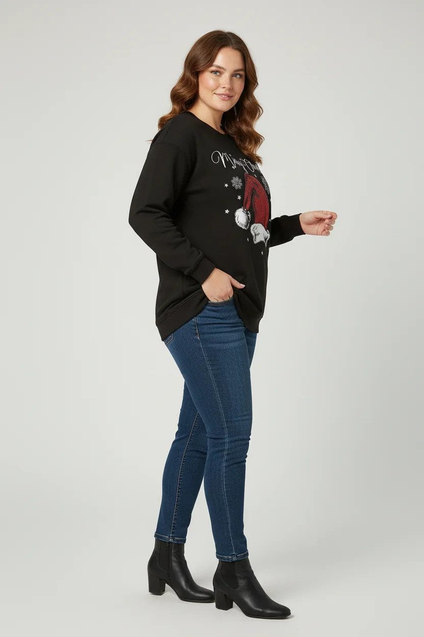 Weihnachtsmützen-Sweatshirt