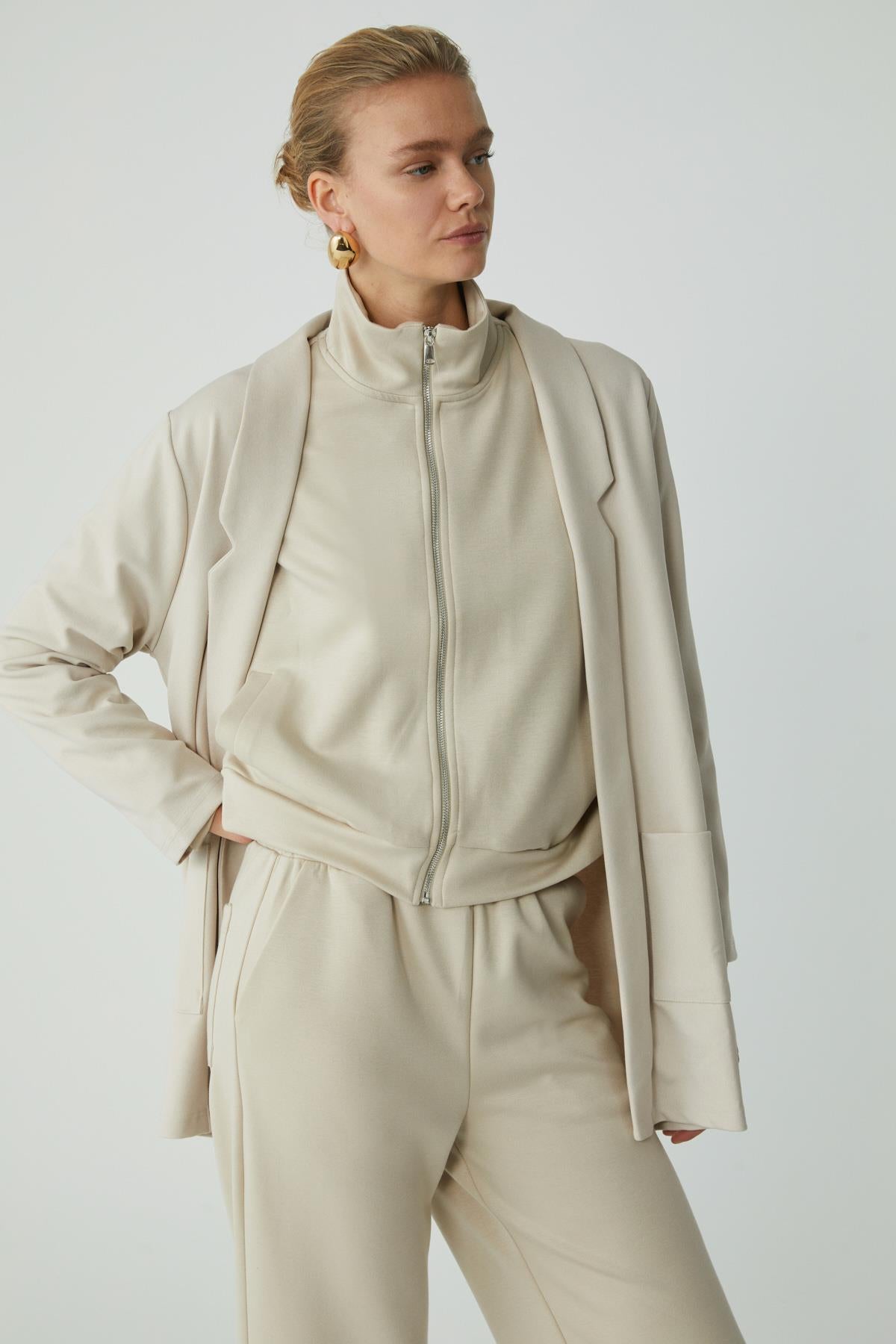Strickblazer Langmantel