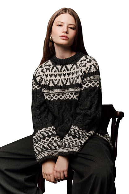 Pullover mit nordischem Muster, ecru.