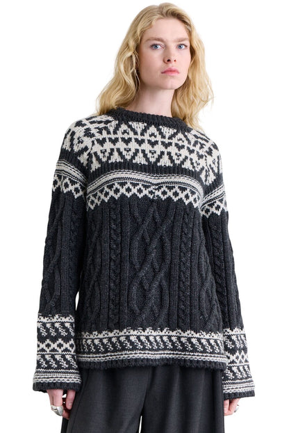 Pullover mit nordischem Muster, ecru.