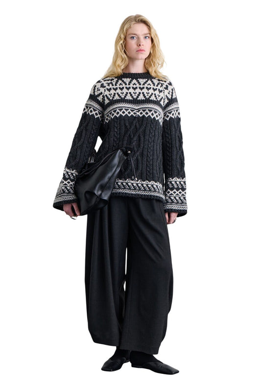 Pullover mit nordischem Muster, ecru.