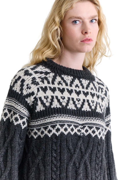 Pullover mit nordischem Muster, ecru.