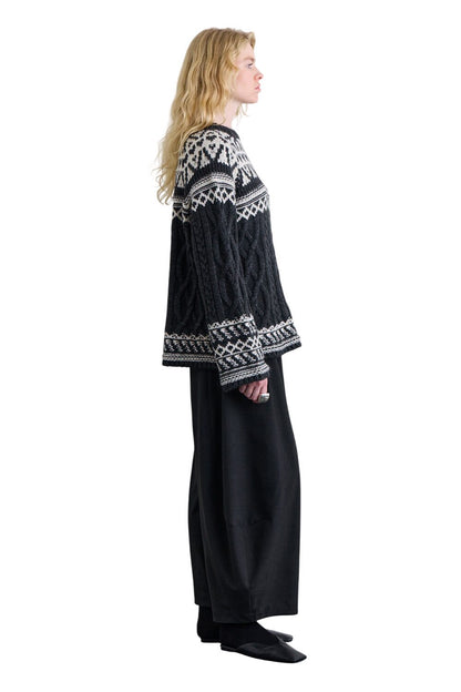 Pullover mit nordischem Muster, ecru.