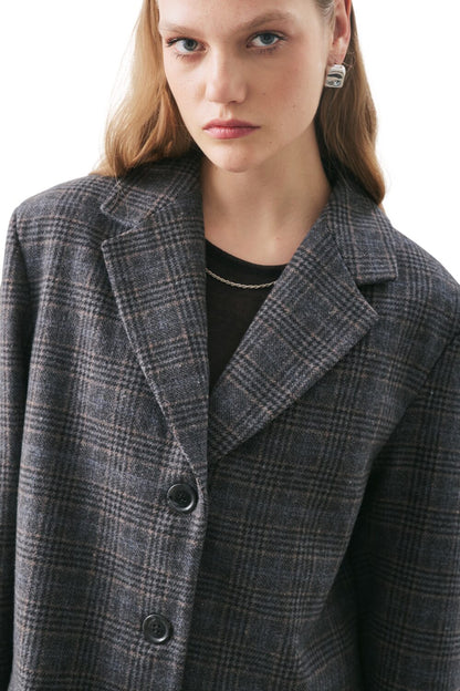 NORRIS WOLLBLAZERJACKE DUNKELGRAU MELANGE