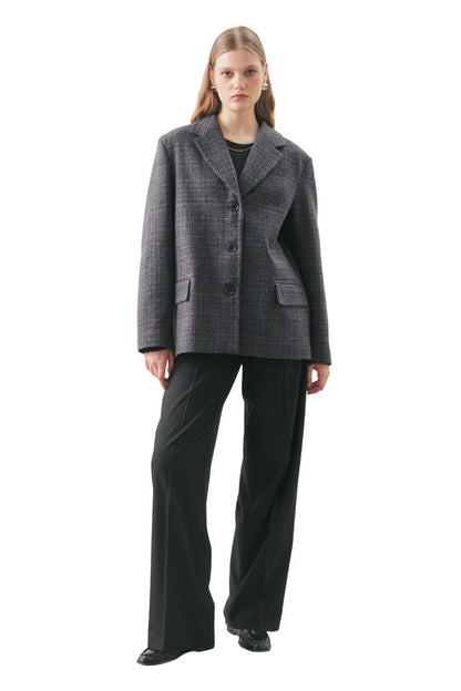 NORRIS WOLLBLAZERJACKE DUNKELGRAU MELANGE