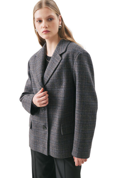 NORRIS WOLLBLAZERJACKE DUNKELGRAU MELANGE