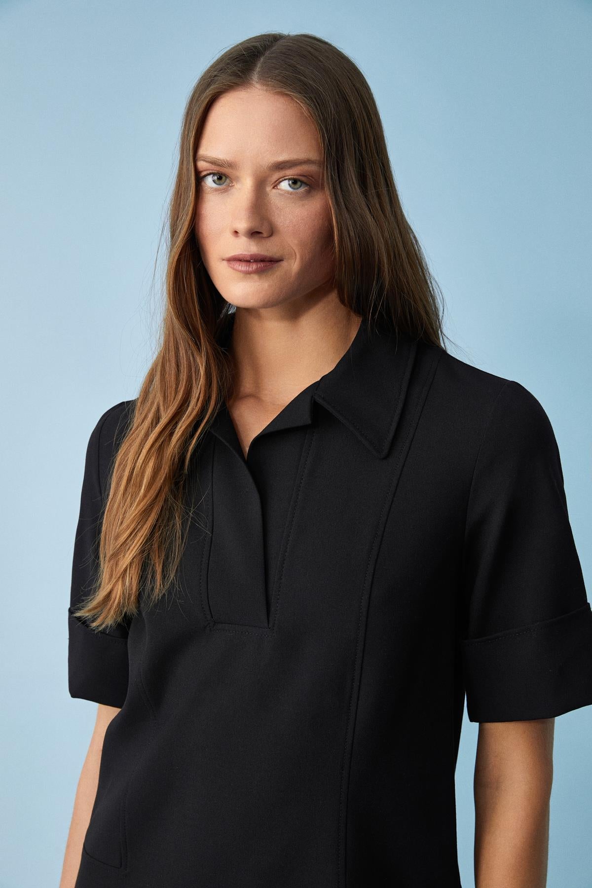 NOURU Damen Oversize Polo Minikleid