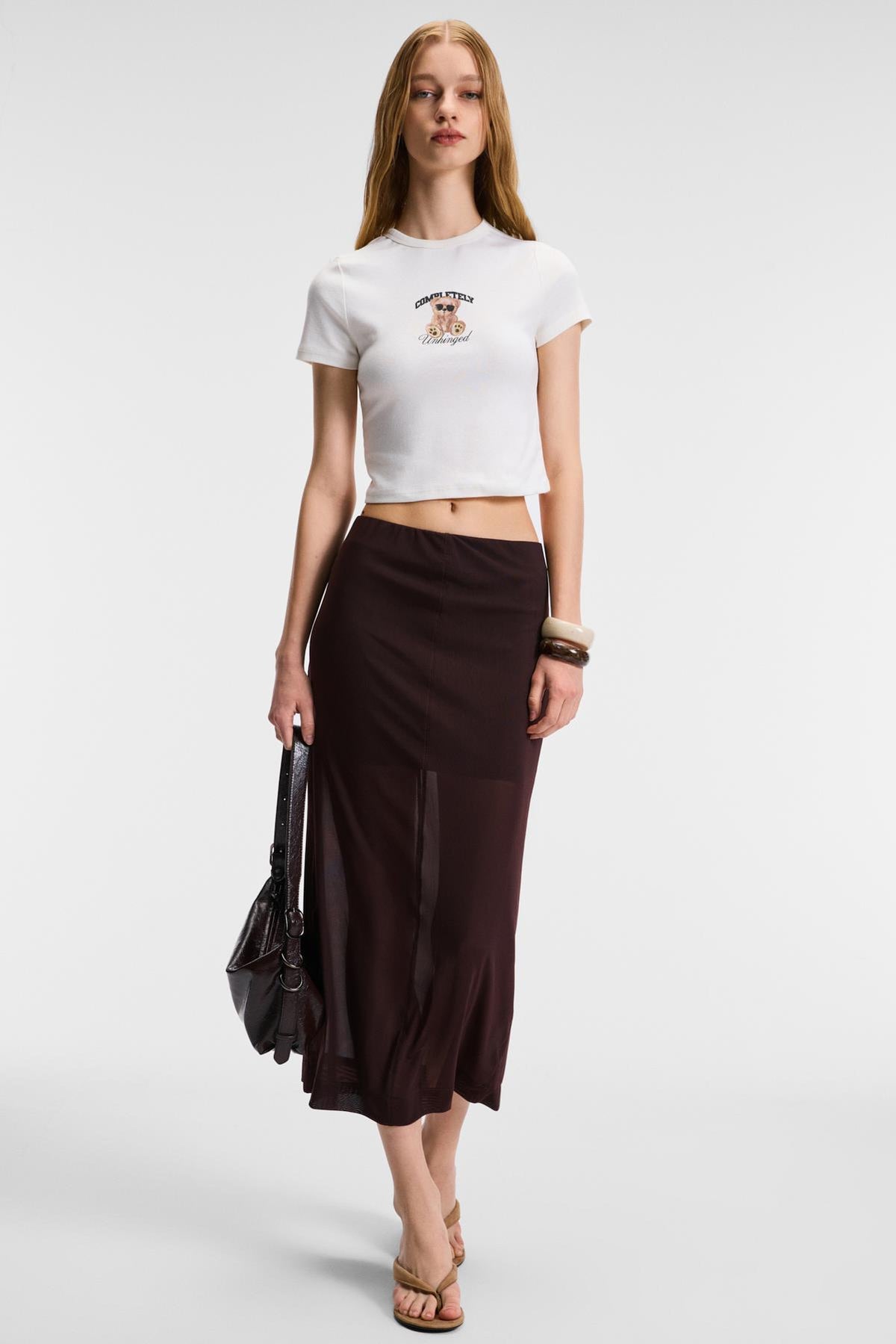 ETHIQUET NOVELLE Damen Crop Kurzarm Shirt Ecru