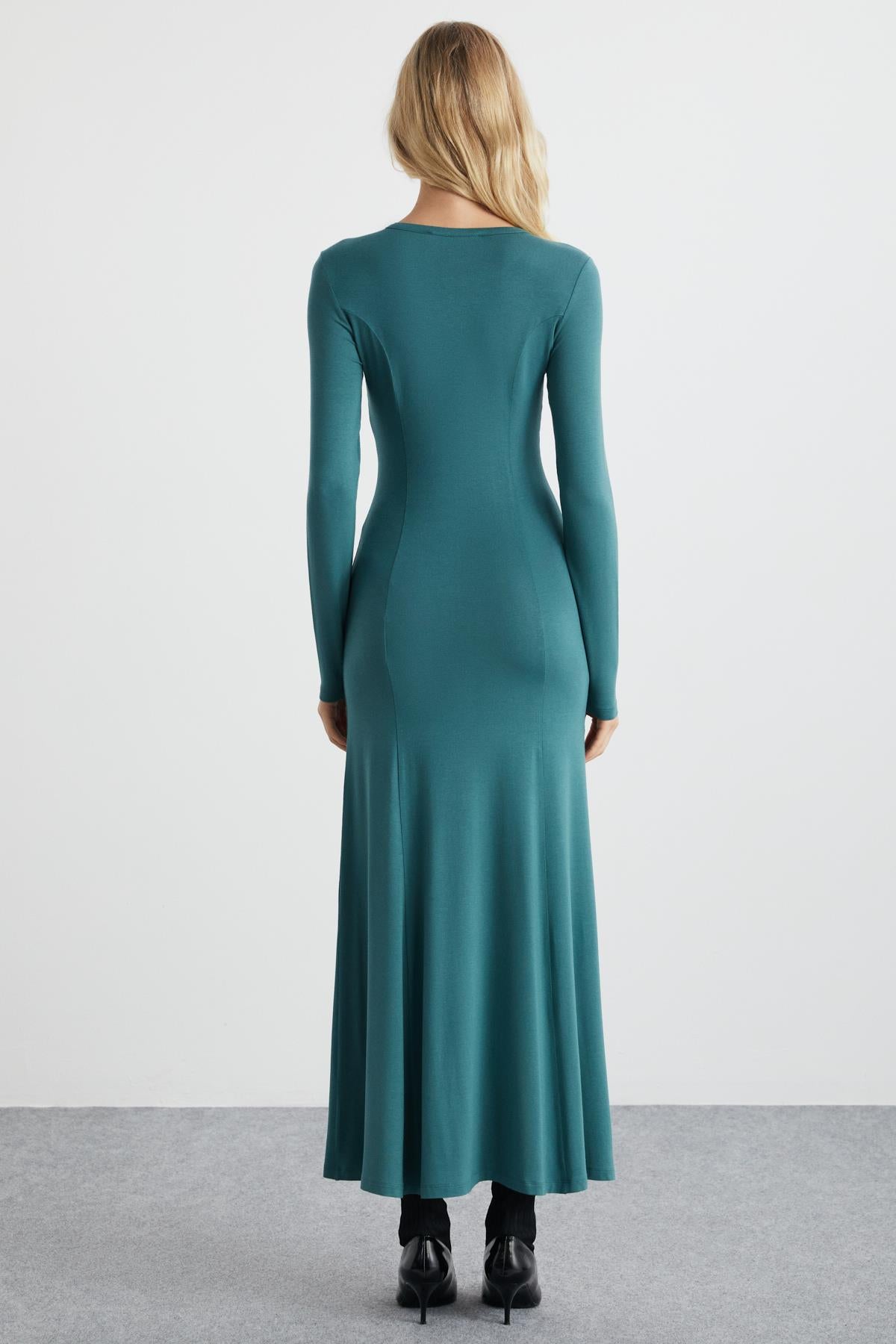 NUVIA Damen Viskose Lycra Maxikleid