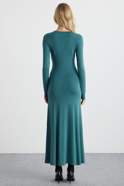 NUVIA Damen Viskose Lycra Maxikleid