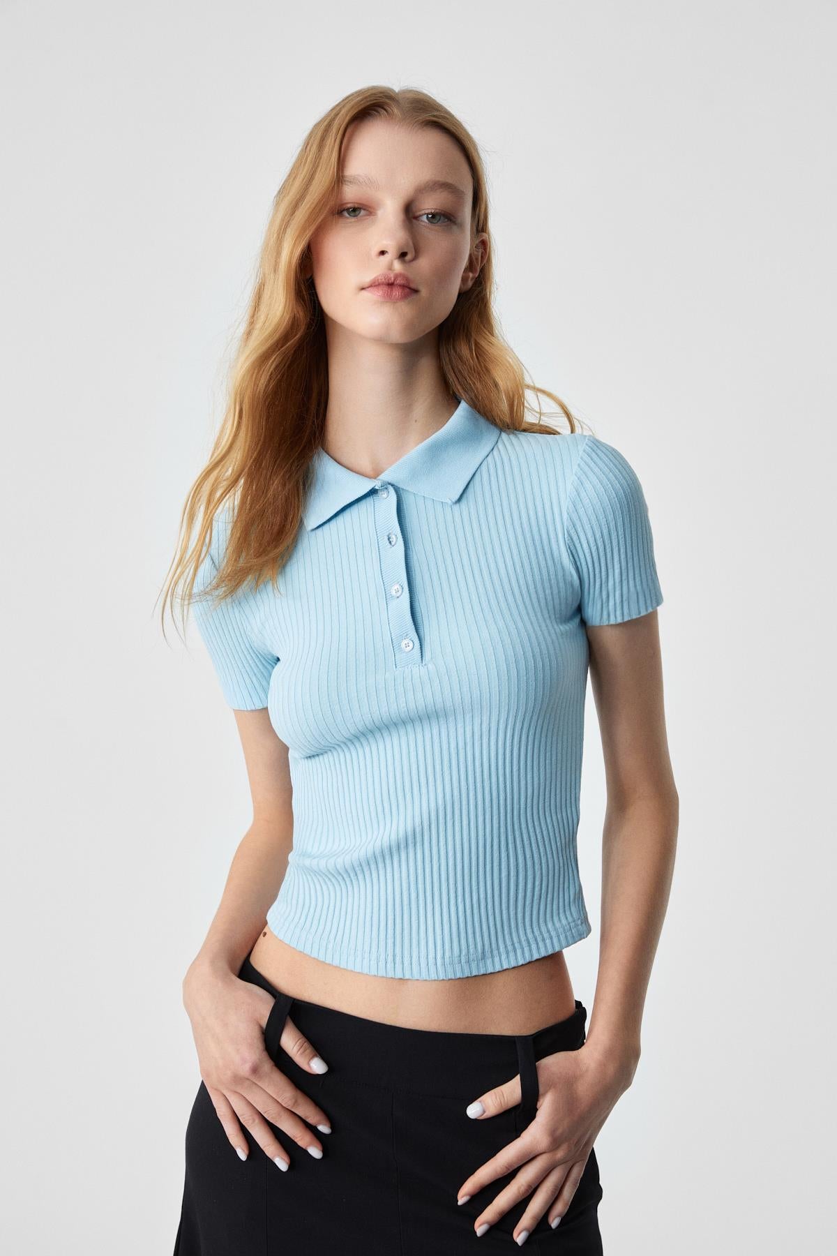 GRIMELANGE OBERWART Damen Schmale Hemdbluse Blau