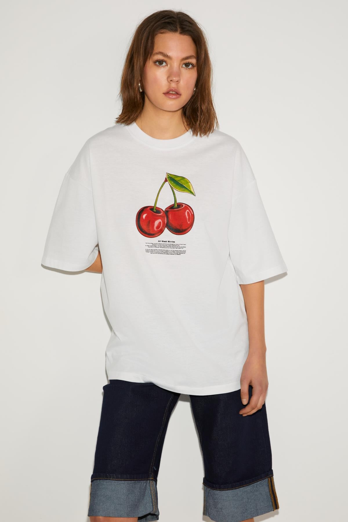 GRIMELANGE ODALYS Basic Oversized T-Shirt Weiß