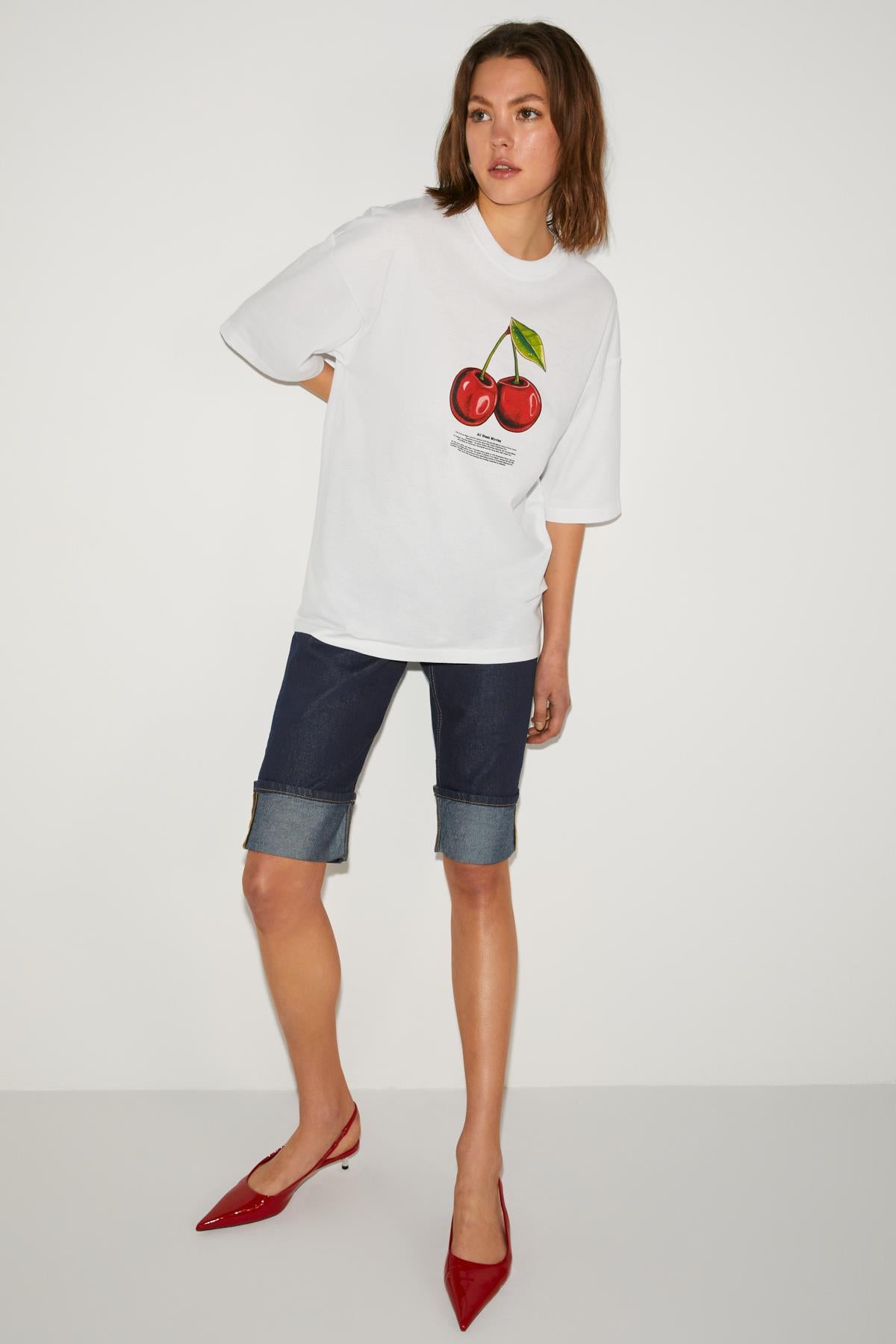 GRIMELANGE ODALYS Basic Oversized T-Shirt Weiß