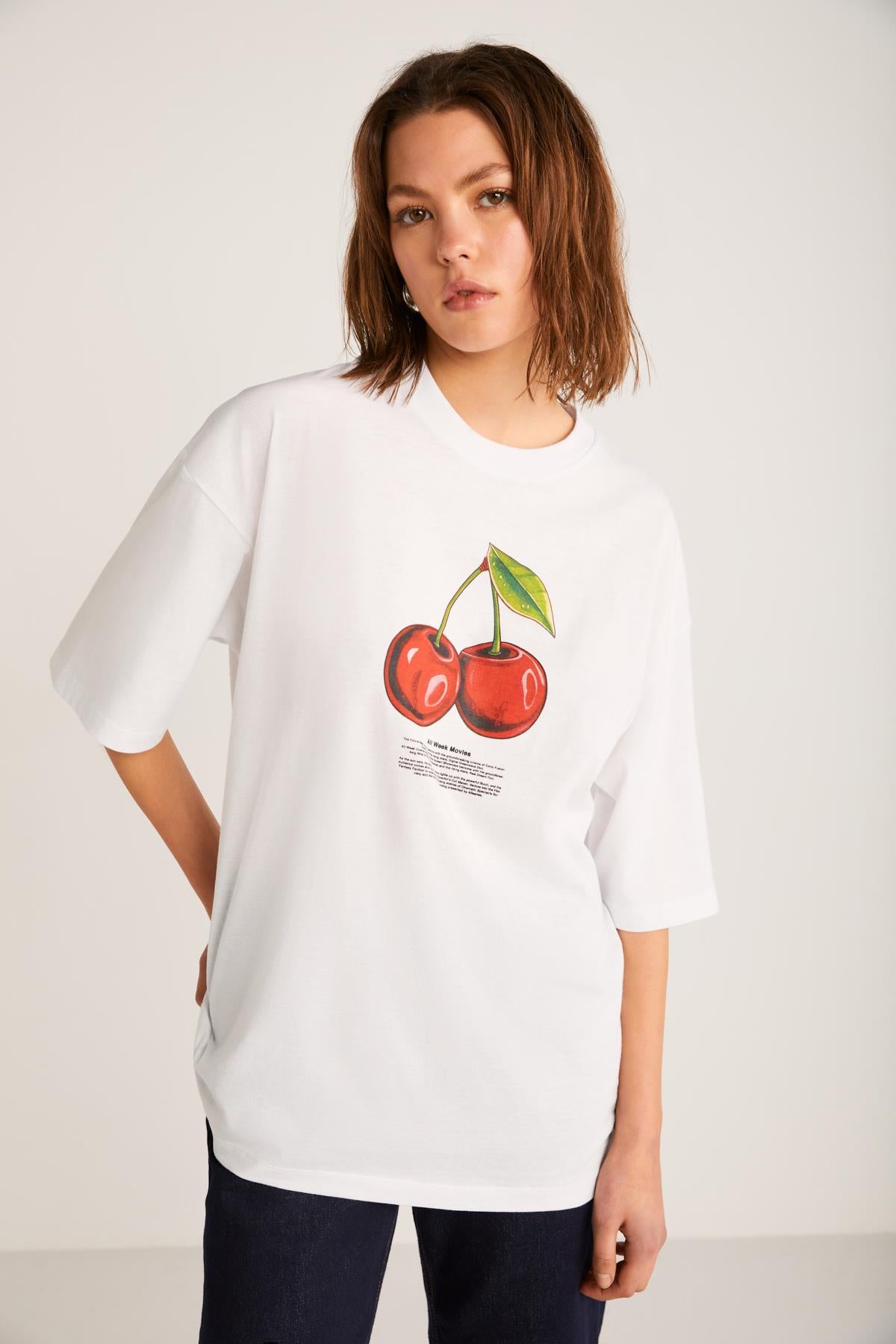 GRIMELANGE ODALYS Basic Oversized T-Shirt Weiß