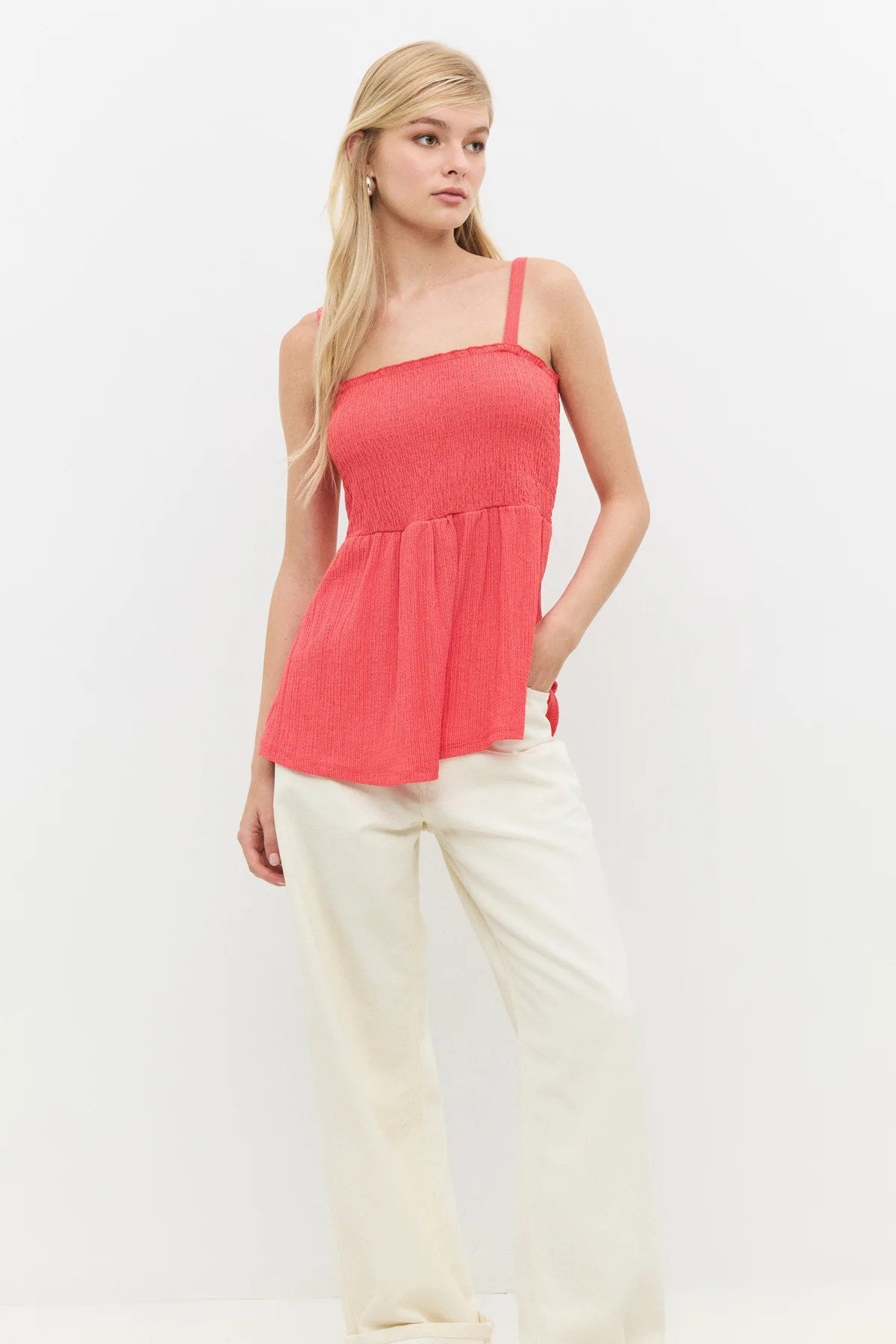 Bluse mit Raffungen vorne und Trägern