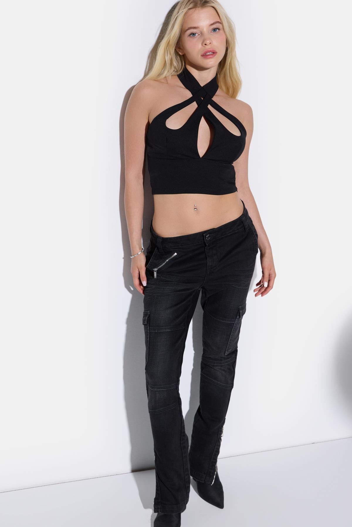 Rückenfreie Crop-Bluse