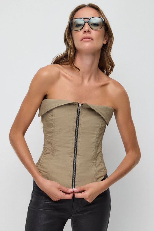 Gewebtes Bustier mit Reißverschluss vorne