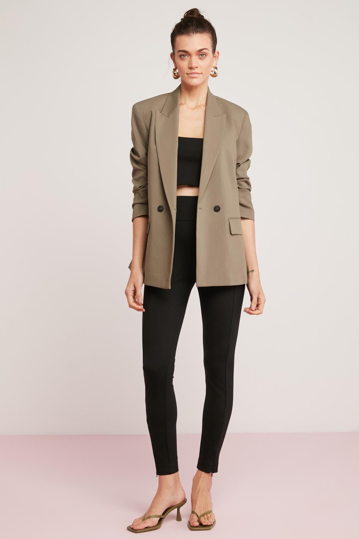 OLGA Damen Rippen Elasthan Leggings