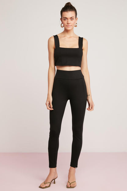 OLGA Damen Rippen Elasthan Leggings