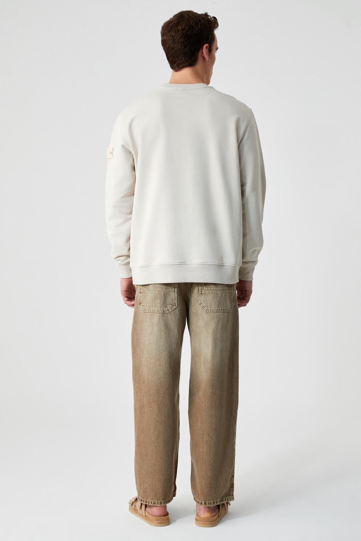 GRIMELANGE OLLIE Herren Sweatshirt bestickt Beige