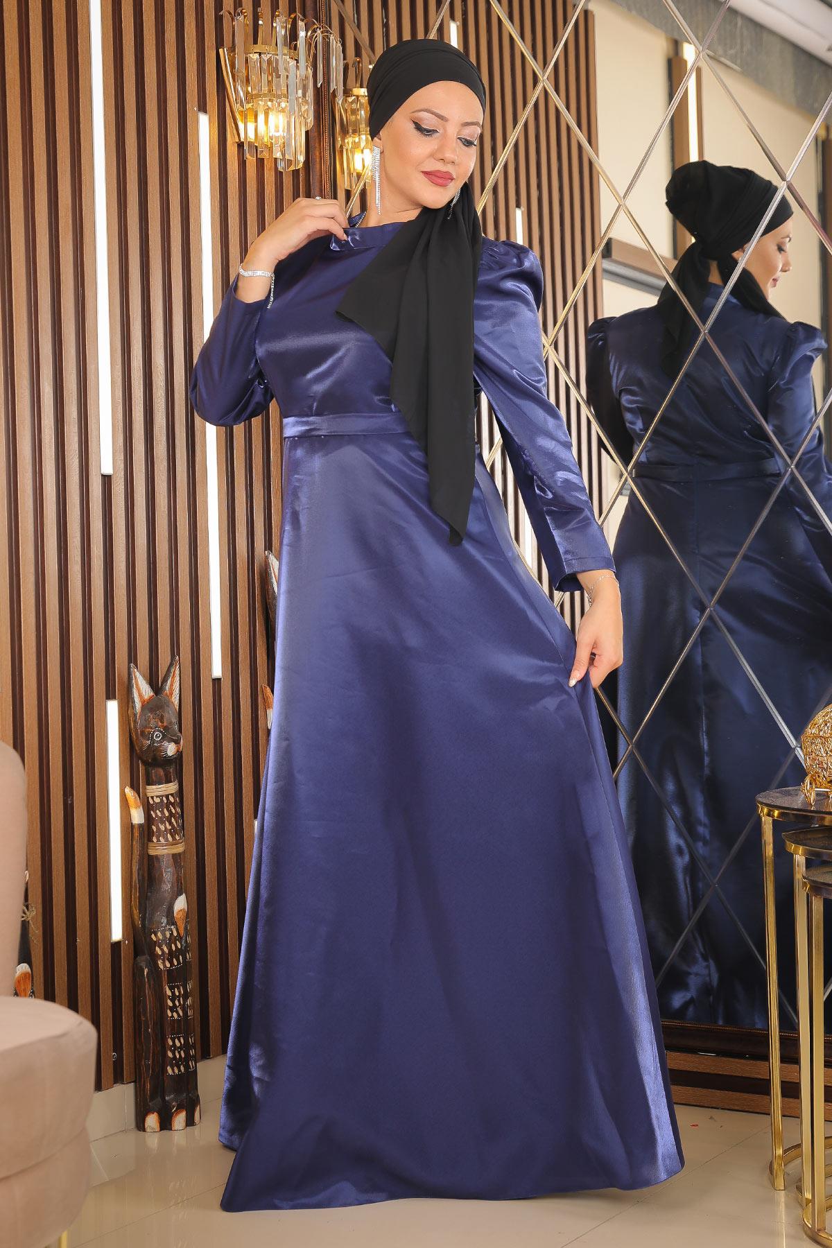 Indigo Übergröße Abendkleid MSW19128-3