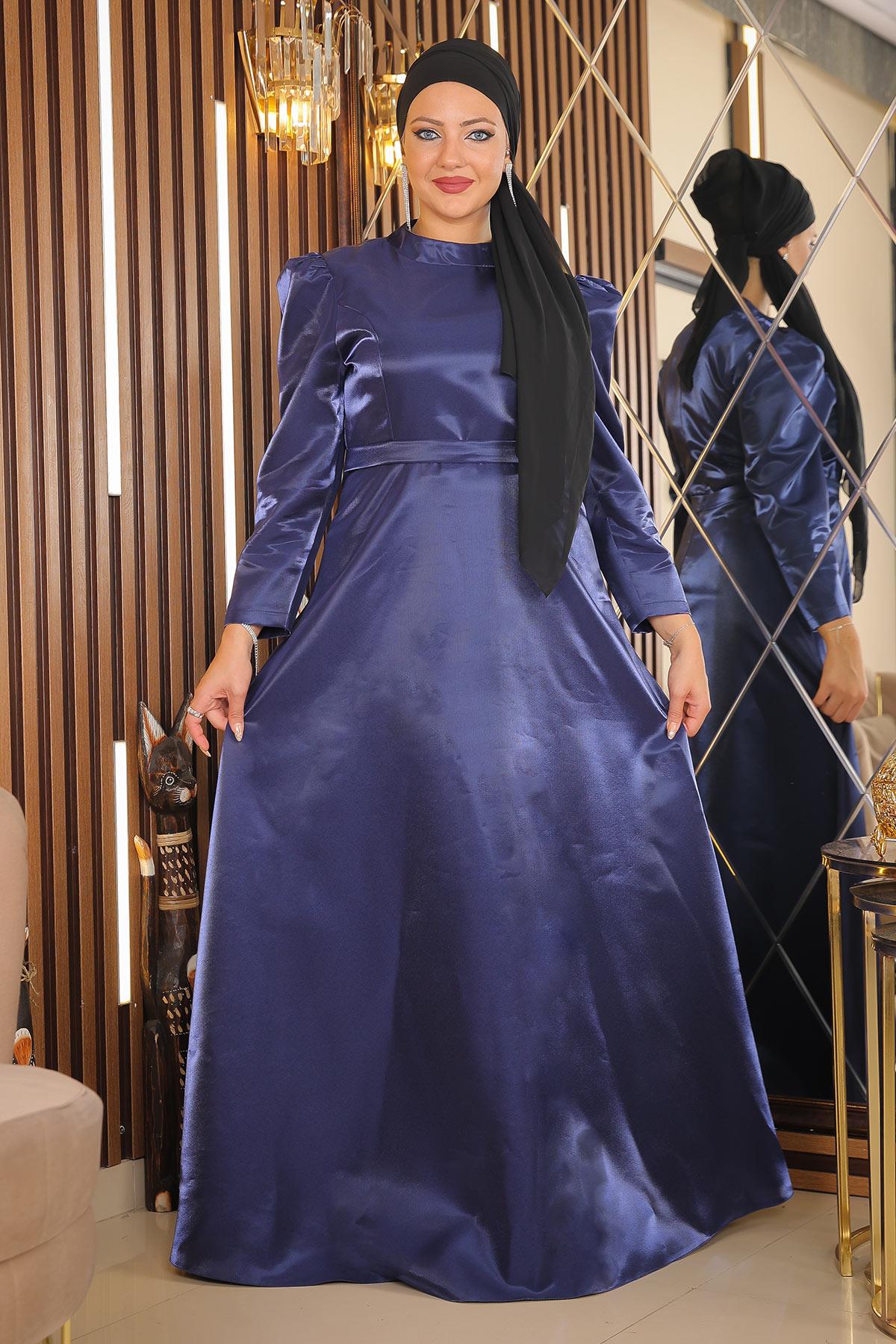 Indigo Übergröße Abendkleid MSW19128-3