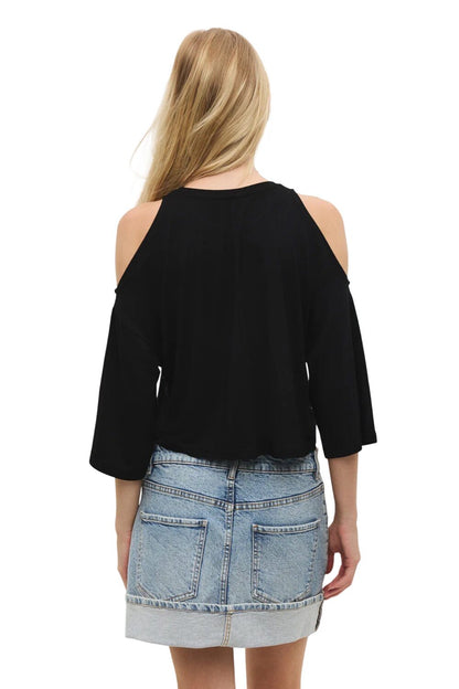 bedrucktes schulterfreies T-Shirt