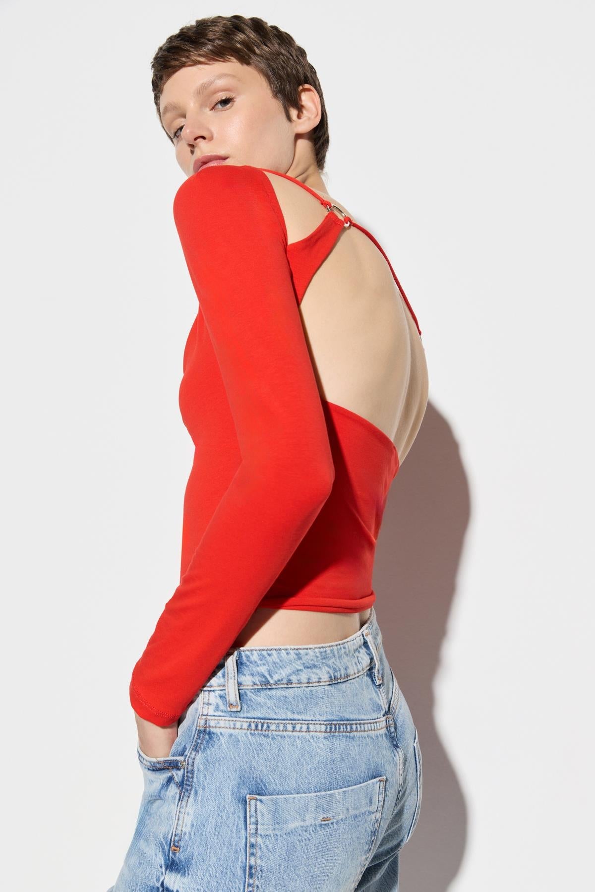 Langärmelige Crop-Bluse