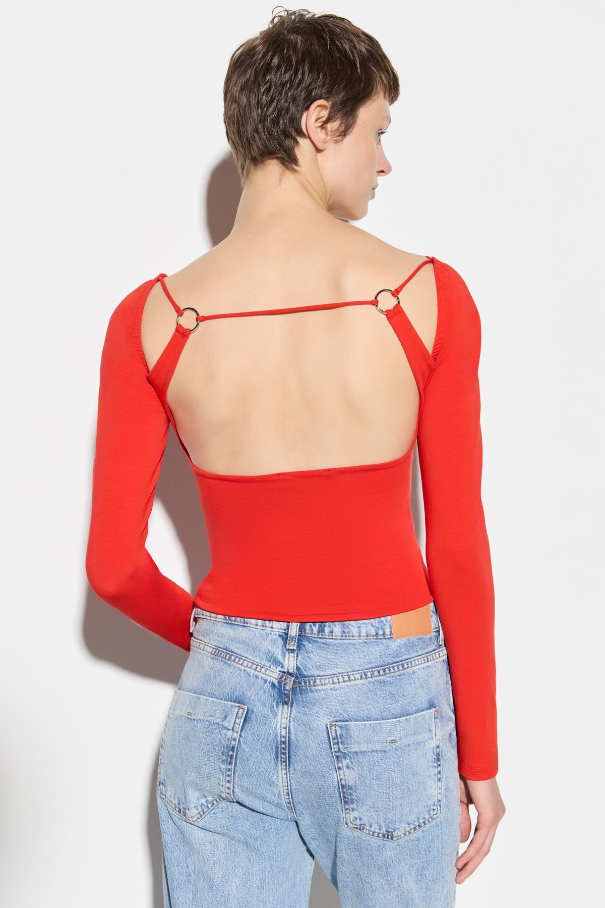 Langärmelige Crop-Bluse