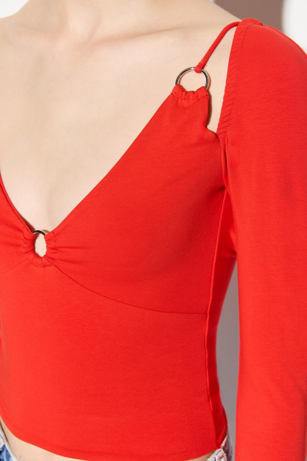Langärmelige Crop-Bluse