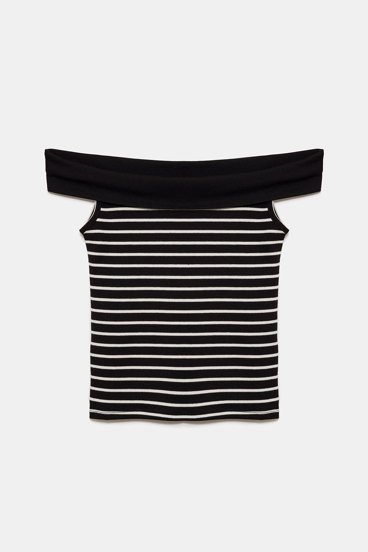 Ärmelloses, schulterfreies T-Shirt mit schlichtem Kragen