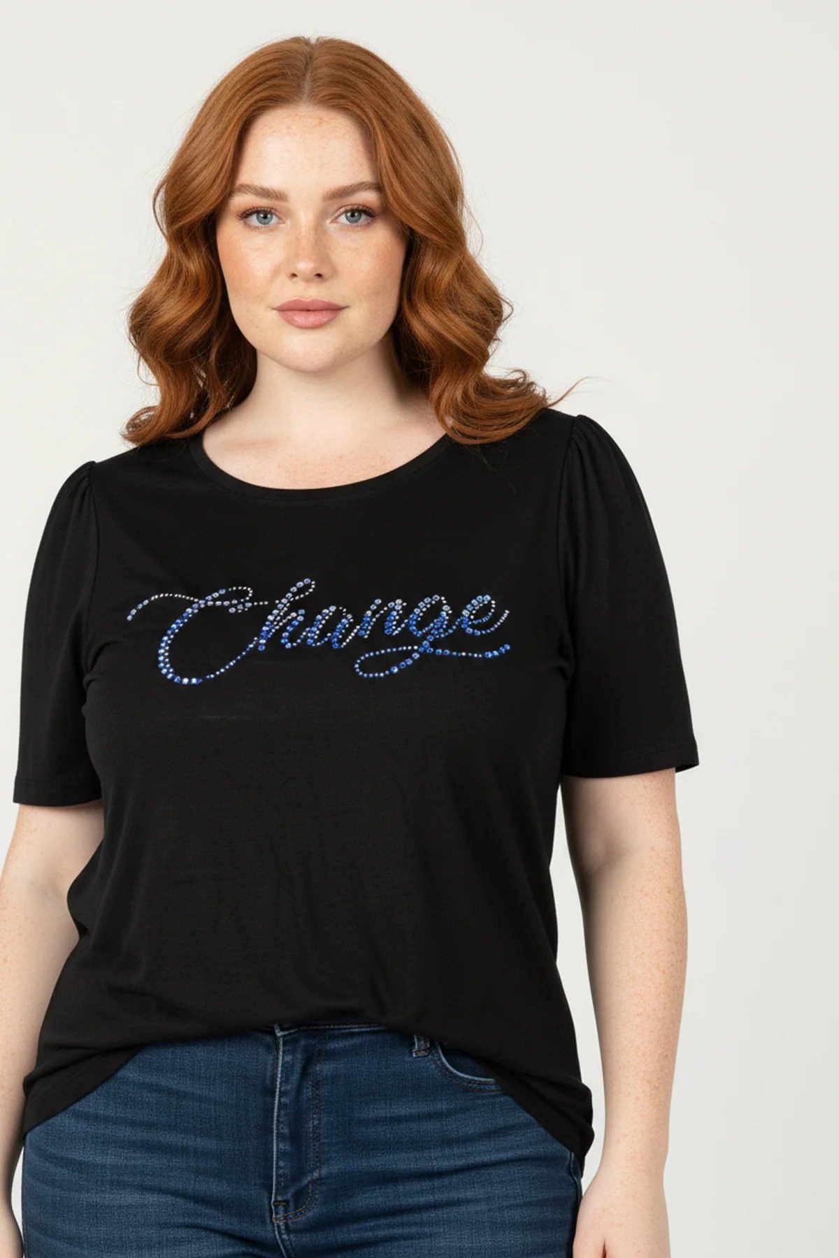 Gerafftes Schultermuster T-Shirt
