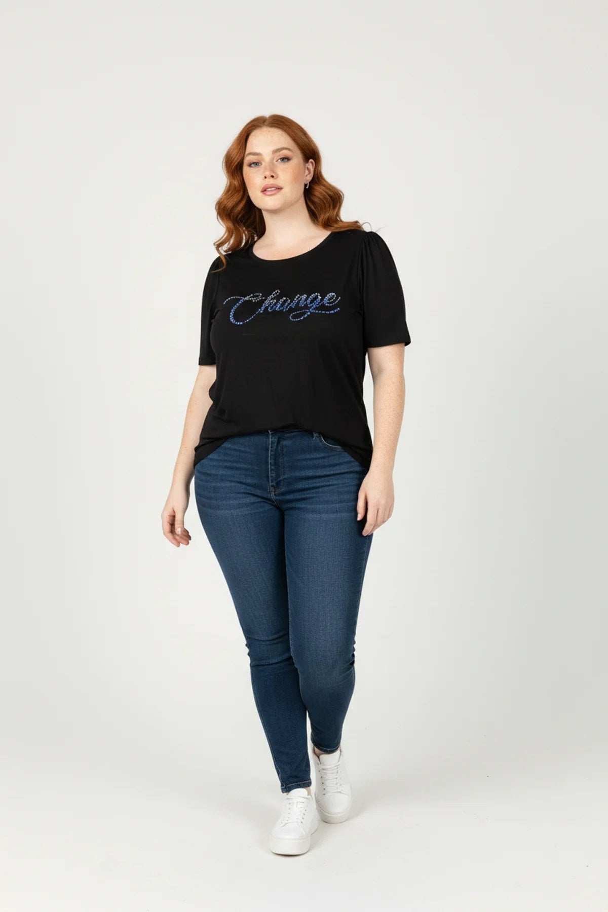 Gerafftes Schultermuster T-Shirt