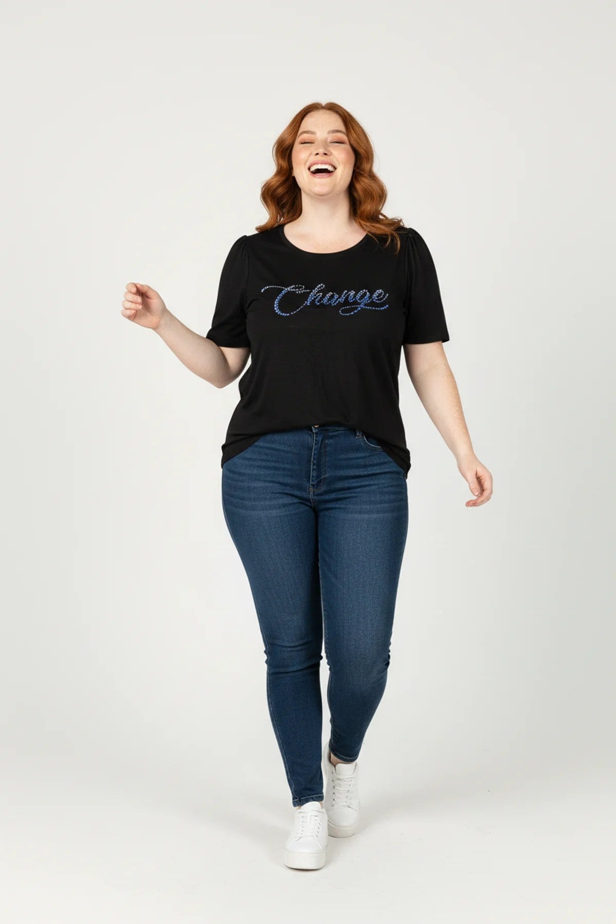 Gerafftes Schultermuster T-Shirt