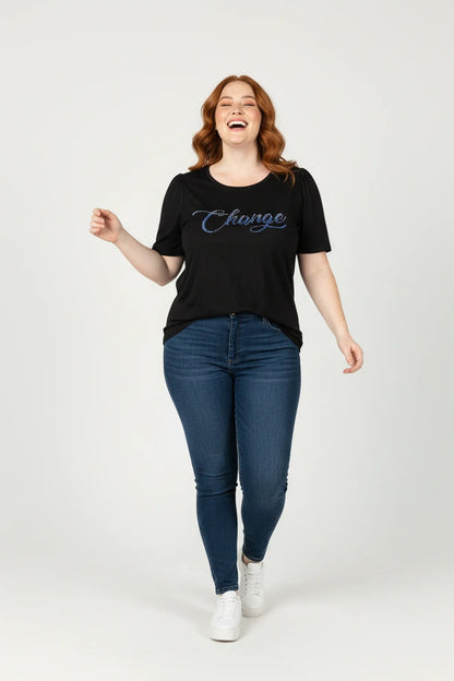Gerafftes Schultermuster T-Shirt