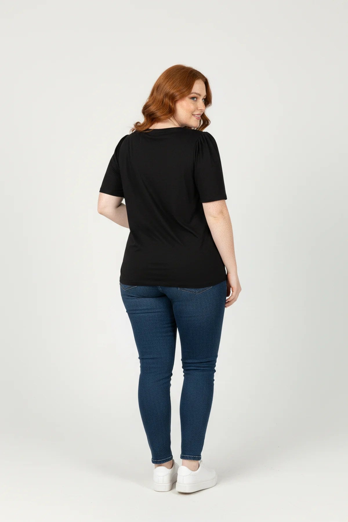 Gerafftes Schultermuster T-Shirt