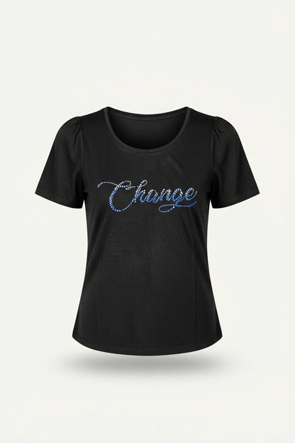 Gerafftes Schultermuster T-Shirt