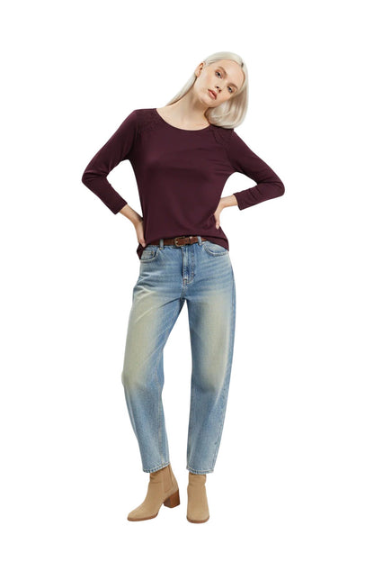 Damenbluse mit langen Ärmeln und Spitze